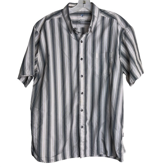 Kuhl Other - KUHL Men XL Gray Striped Short Sleeve Button Up Shirt Cotton Blend Outdoor